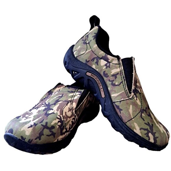 Merrill Jungle Moc Kids 12.5M Slip On Leather Uppers Camo Print Shoes - Picture 1 of 12